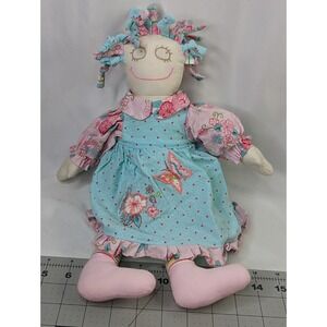 Maison Chic Cloth Doll Plush 15 Inch Ragdoll Pink Teal Stuffed Animal Toy